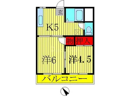 大島ハイツ(2K/2階)の間取り写真
