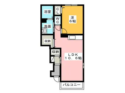 アバンツァート II(1LDK/2階)の間取り写真