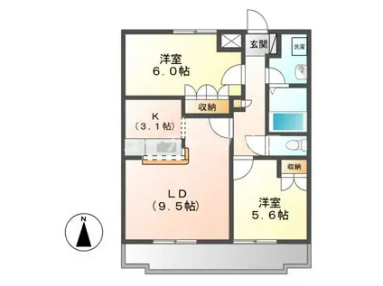フォル・ルーエ(2LDK/1階)の間取り写真