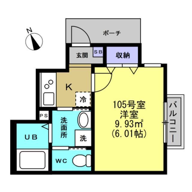 JR仙山線 北山駅(宮城) 徒歩12分 2階建 築3年(1K/1階)の間取り写真
