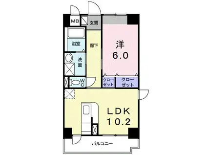 クレッシェンド(1LDK/3階)の間取り写真