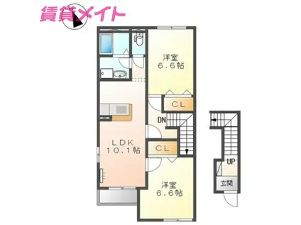 グレイスビラ・桜島(2LDK/2階)の間取り写真