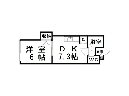 サンハイツ若草(1DK/1階)の間取り写真