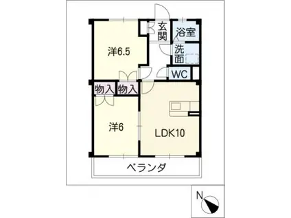 サントピア21A棟(2LDK/3階)の間取り写真