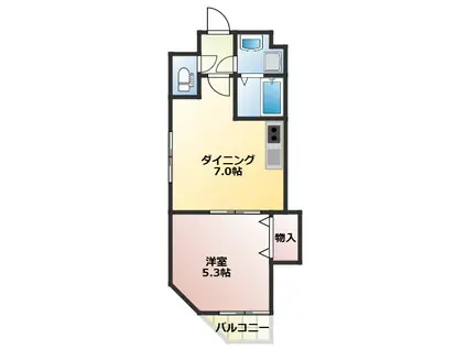 金太郎ヒルズ340(1DK/5階)の間取り写真