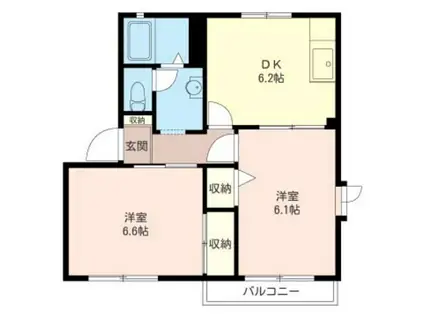 ハイム柏(2DK/2階)の間取り写真