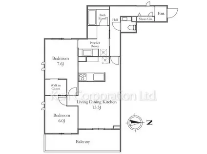 WITHPLUS三鷹(2LDK/3階)の間取り写真