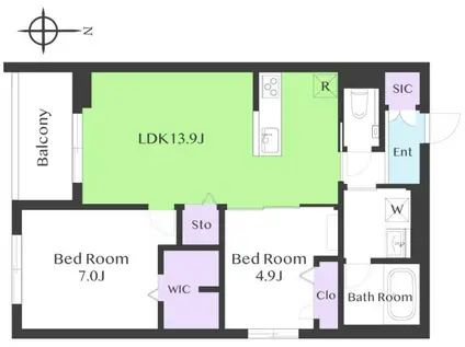 ウィズプラス等々力(2LDK/2階)の間取り写真