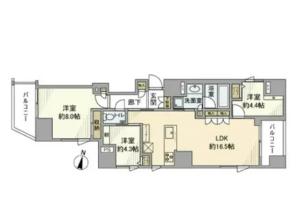 GREENPARK文京白山(3LDK/3階)の間取り写真