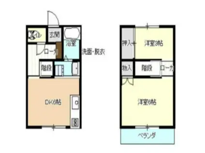 コーポ井原(2DK/1階)の間取り写真