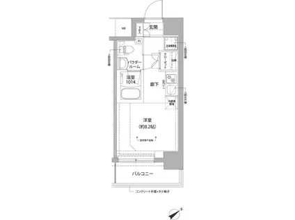 RELUXIA横濱反町(ワンルーム/1階)の間取り写真