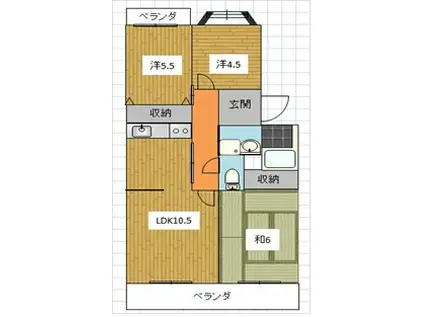 センチュリーメゾン東田中(3LDK/2階)の間取り写真