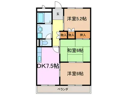 エスポワール藤塚(3DK/3階)の間取り写真