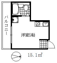 平野エスペランス(ワンルーム/5階)の間取り写真