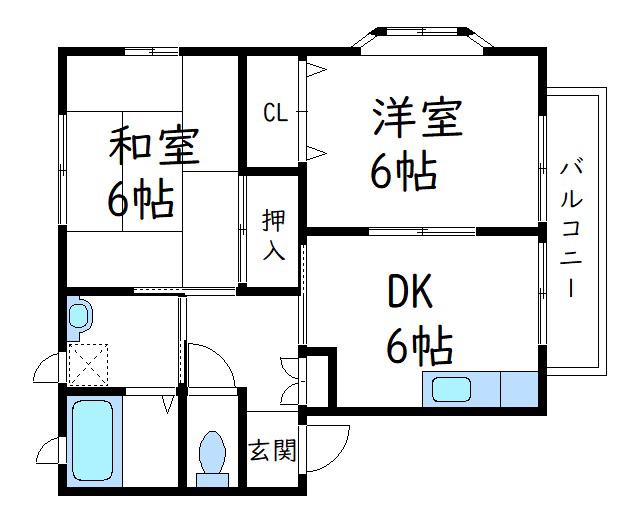 エトワール多治米(2DK/1階)の間取り写真
