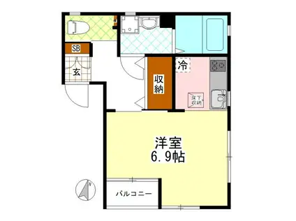 エビス高砂(1K/2階)の間取り写真