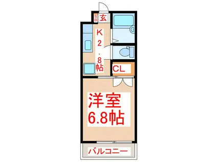 サンハイツありむら2(1K/2階)の間取り写真