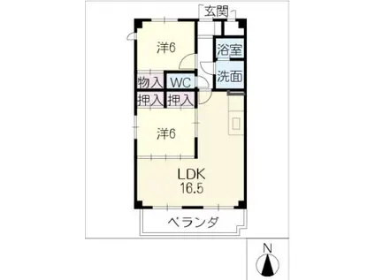 RIVER FUKUJU(2LDK/4階)の間取り写真