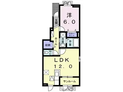 チェリー・ブロッサムR II(1LDK/1階)の間取り写真