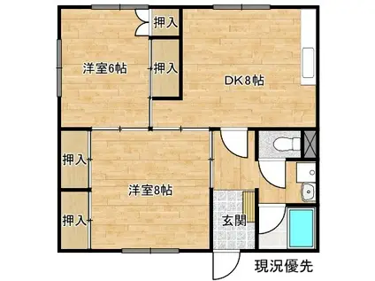 セージブルー(2DK/2階)の間取り写真