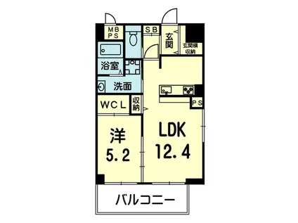BEENOS月出(1LDK/2階)の間取り写真