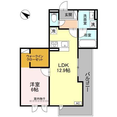 ARANCE御宝町(1LDK/3階)の間取り写真