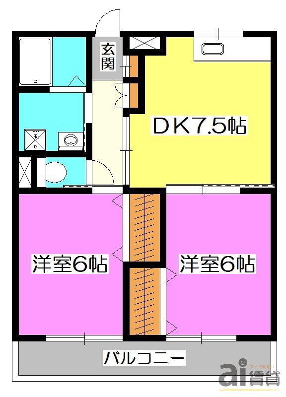 アーネストマンション(2DK/4階)の間取り写真