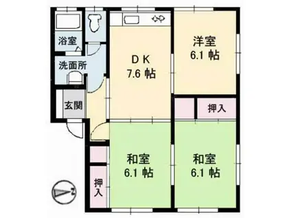 チェリーブロッサム(3DK/1階)の間取り写真