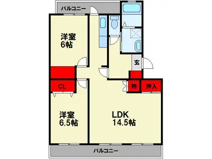 ピアレスプレイス(2LDK/3階)の間取り写真