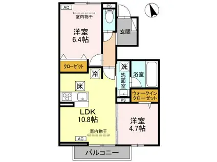 D-ROOMファミリア101(2LDK/1階)の間取り写真