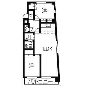 ファミールT・J(2LDK/4階)の間取り写真
