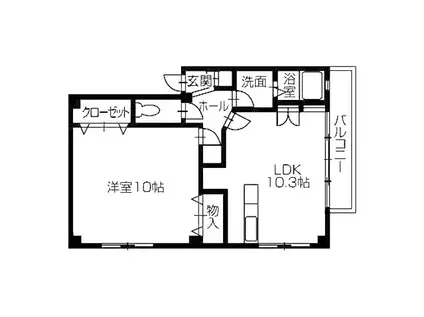 ラ・フェドール(1LDK/2階)の間取り写真