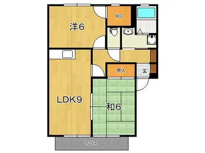 パームフィルズI(2LDK/2階)の間取り写真