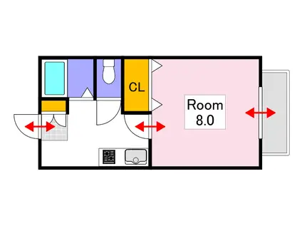 ハーモニーハイツ岡山(1K/2階)の間取り写真