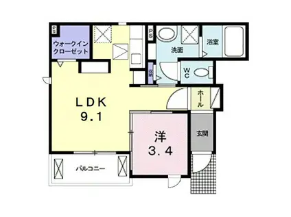 エル・クレール I(1LDK/1階)の間取り写真