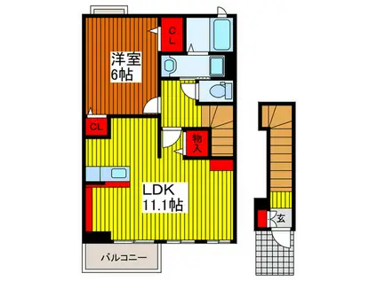 エミナンス南町(1LDK/2階)の間取り写真