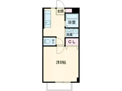 サニーハイツB(1K/2階)の間取り写真