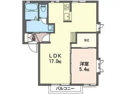 コーポリリーフA棟(1LDK/1階)の間取り写真
