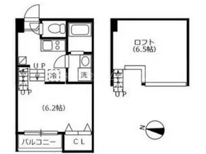 ハーモニーテラス六田(1K/1階)の間取り写真