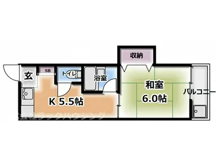 カルム柳町(1DK/2階)の間取り写真
