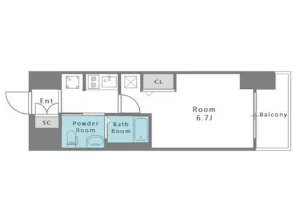 エステムコート阿波座プレミアム(1K/12階)の間取り写真