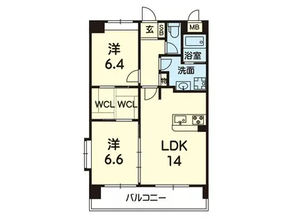 ラークヒルズ(2LDK/4階)の間取り写真