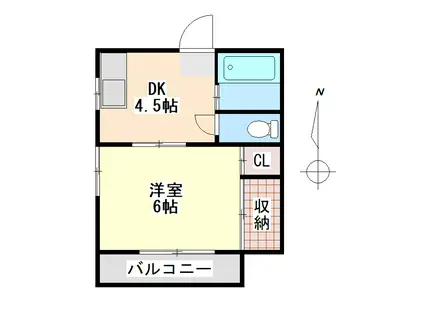 K&Tコーポ(1DK/3階)の間取り写真