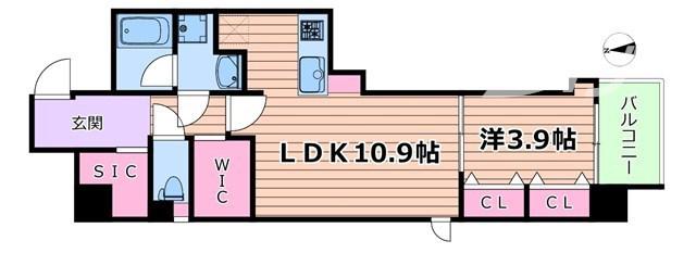 アーバネックス堺筋本町(1SLDK/9階)の間取り写真