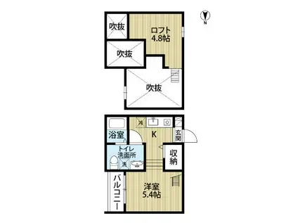 ロッカフォルテ(1K/2階)の間取り写真