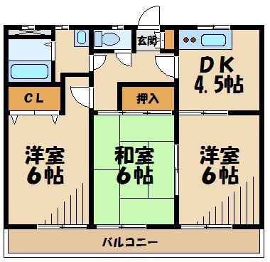 笹井レジデンスII(3DK/2階)の間取り写真