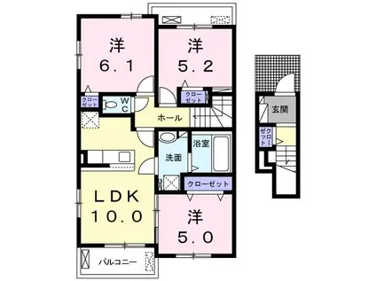 ハーベストコートC(3LDK/2階)の間取り写真