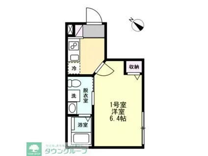 ベイルームフルリール相模大野(1K/1階)の間取り写真