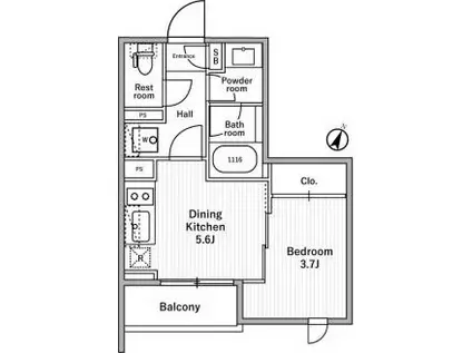 NIDO MOTOHASUNUMA(1DK/3階)の間取り写真