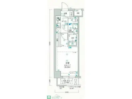 グランリーヴェル川崎ウエスト(1K/10階)の間取り写真
